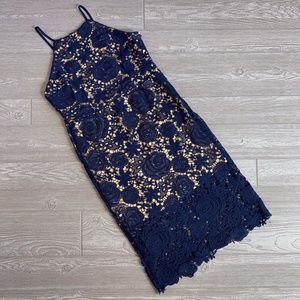 Romeo & Juliet Romantic Fitted Navy Lace Dress